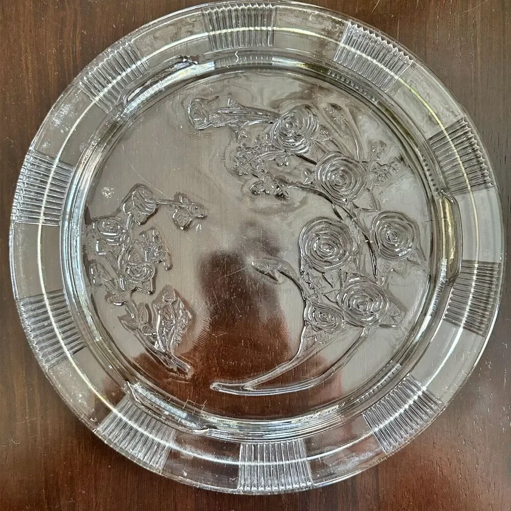 Vintage Glass Cake Plate w/ Aluminum Cover 40's 50's Era Collectible Cottagecore